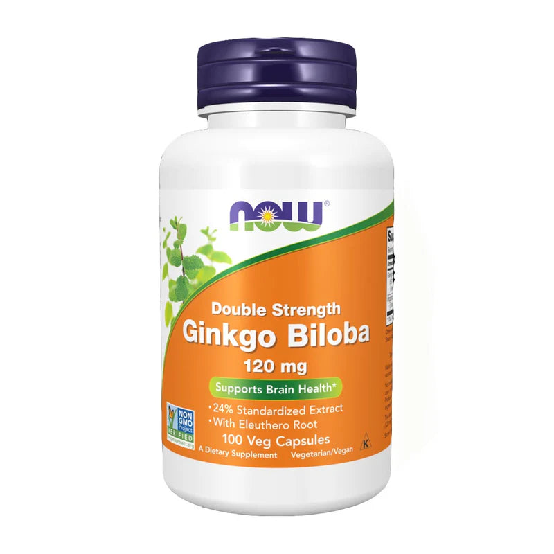 NOW Ginkgo Biloba, Double Strength 120mg Capsules 100s