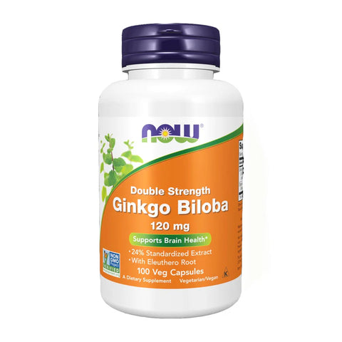 NOW Ginkgo Biloba, Double Strength 120mg Capsules 100s