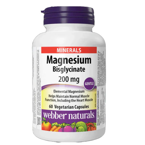 Webber Naturals Magnesium Bisglycinate (Magnesium Glycinate) 200mg, 60s