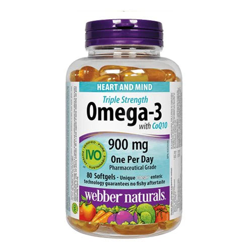 Webber Naturals Triple Strength Omega 3 900mg with CoQ10 (One Daily) Softgels 80s